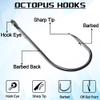 Baitholder Fishing Hooks,100pcs Long Shank Fish Hooks Barbed Beak Bait Hook with 2 Barbs Black Carbon Steel Offset Jig Fishing Hooks Saltwater Freshwater (1# - 100pcs) view 4