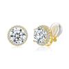 YOQUCOL Bright 10mm Cubic Zirconia Clip On Earrings Crystal Round Golden Plate Non Pierced Stud For Women view 1