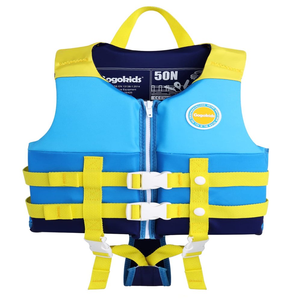Gogokids Toddler Swim Vest, Kids Floaties for Boys Girls 20-30-40-50-60-70 pounds, Float Jacket with Adjustable Safety Strap, Pool Floation Swimwear for Children, Age 1-9 Years