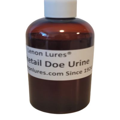 Lenon's Urine Choose Grey Fox, Rabbit, Mountain Lion, Raccoon, Doe Urine and Buck Urine - 4 oz to Gallon (Whitetail Doe Urine, 8 oz Bottle)