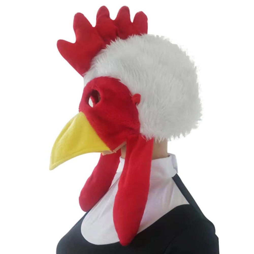 BEESUM 2023 Cute Chicken Head Mask Hat Plush Rooster Cosplay Cap Adult Halloween Christmas Party Costume