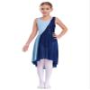 Aislor Kids Girls Sleeveless Sequins Lyrical Modern Ballet Dance Dress Tank Leotard Irregular Tulle Skirt Dancewear Navy Blue 10 Years view 1