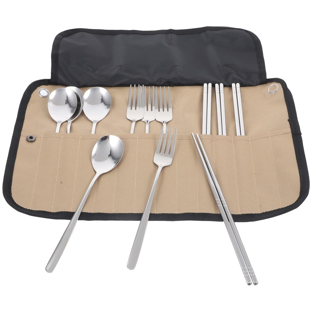 BESPORTBLE Roll Pouch Camping Tableware Outdoor Cutlery Set Mess Kit for Outdoor Office