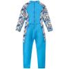 AIWUHE Kid's Full Body Swimwear Boys&Girls One Piece Swimsuit Long-Sleeve Water Sports Rash Guard UPF 50+ Sunsuit Sets Blue 7-8Y XXL view 2