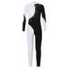 Freebily Girls Shiny Full Body Unitard Long Sleeve One-Piece Gymnastics Leotard Ballet Dance Outfit Costume Catsuit Jumpsuit Black&White C 12 Years view 1
