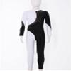 Freebily Girls Shiny Full Body Unitard Long Sleeve One-Piece Gymnastics Leotard Ballet Dance Outfit Costume Catsuit Jumpsuit Black&White C 12 Years view 3