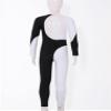 Freebily Girls Shiny Full Body Unitard Long Sleeve One-Piece Gymnastics Leotard Ballet Dance Outfit Costume Catsuit Jumpsuit Black&White C 12 Years view 4