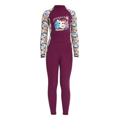 AIWUHE Kid's Full Body Swimwear Boys&Girls One Piece Swimsuit Long-Sleeve Water Sports Rash Guard UPF 50+ Sunsuit Sets Rose 7-8Y XXL