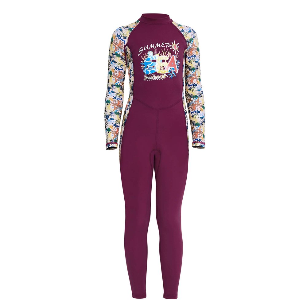 AIWUHE Kid's Full Body Swimwear Boys&Girls One Piece Swimsuit Long-Sleeve Water Sports Rash Guard UPF 50+ Sunsuit Sets Rose 7-8Y XXL
