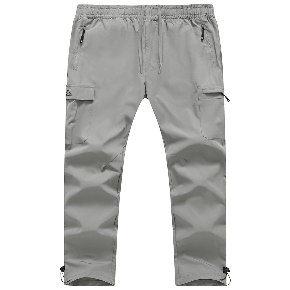 BGOWATU Hiking Pants for Men, Lightweight Quick Dry Cargo Pants, Stretch Outdoor Sports Pants for Men, Mens Fishing Pants Light Grey 3X