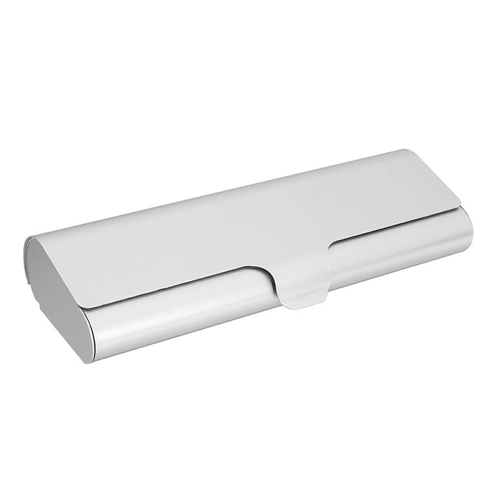 Aluminum Ultra-Light Eyeglass Case Hard Metal Shell Nearsighted Glasses Case Eyeglasses Protection For Small to Medium Frames(silver)
