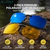 BLUE CUT 2 PACK Clip On Polarized Sunglasses Over Prescription Glasses With UV-400 Protection Lenses For Driving and Sports view 2
