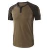 Men's Basic Crew Neck Short Sleeve Comfortable Fit Button Collar Shirt Lightweight Casual Tracksuits (Khaki,X-Large) view 1