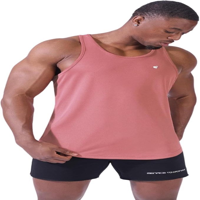 Jed North Men's Quick Dry Microfiber Bodybuilding Stringer Tank Top Weight-Training Y-Back Racerback,Pink,3X-Large