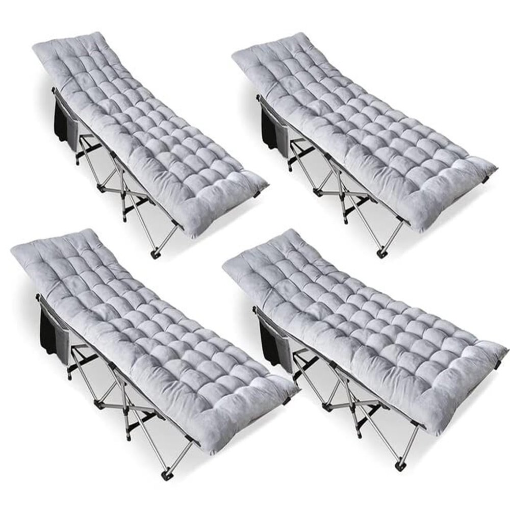 ZONETECH Folding Outdoor Camping Travel Cot and Pad -4 Pack Premium Quality Lightweight Portable Heavy Duty Adult & Kids w/Large Pocket and Cushion (Gray 4-Pack)