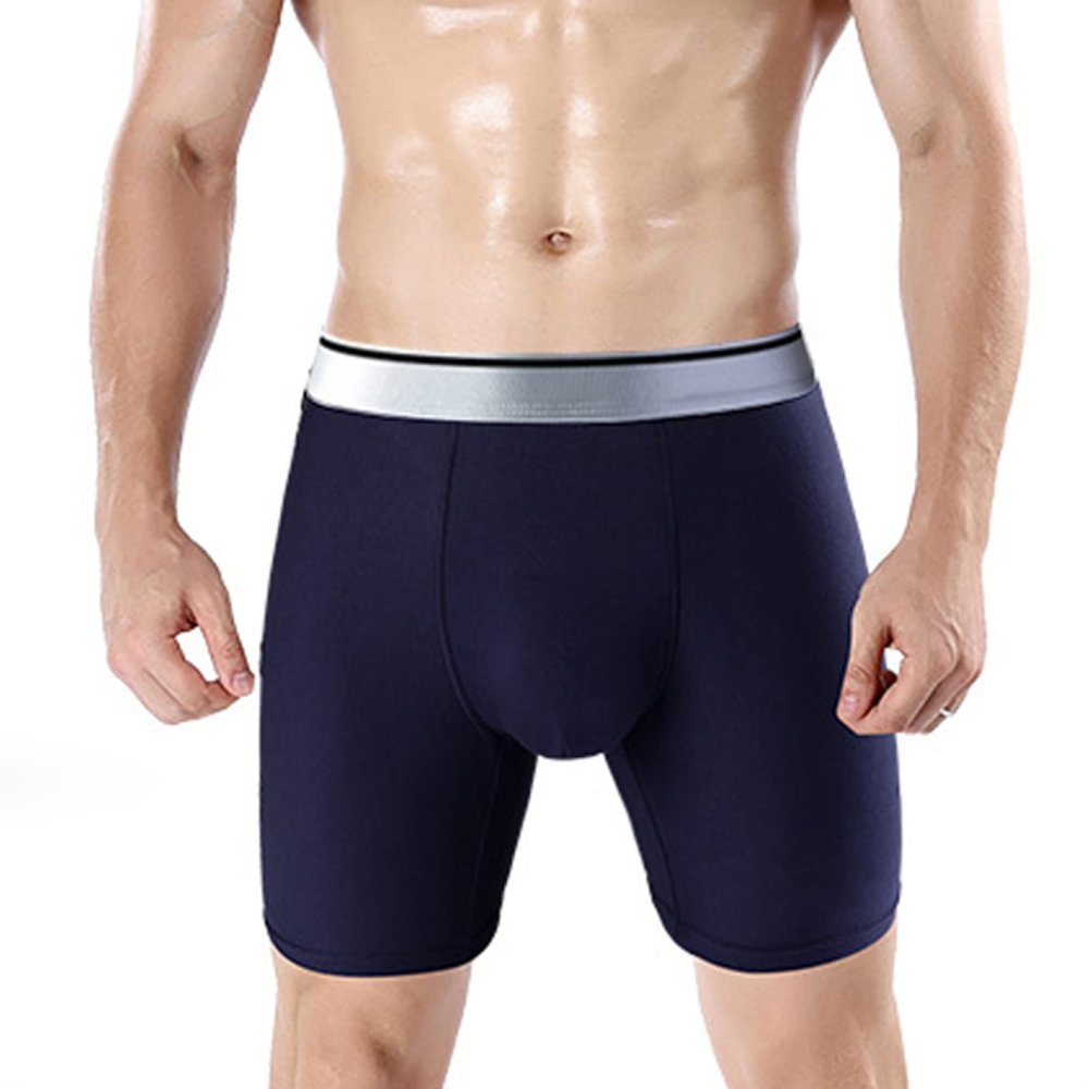 URROA Boxer Briefs Men Men's Extended Underwear Sports Fitness Pure Cotton Crotch Anti-wear Shorts,blue,XL