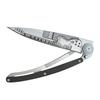 deejo - 37G Folding Pocket Knife with Belt Clip - Rockn Roll Design, 3.7-Inch Stainless Steel Blade, Ebony Wood Handle - Lightweight Everyday Carry for Home, Work, and Outdoor Use view 1