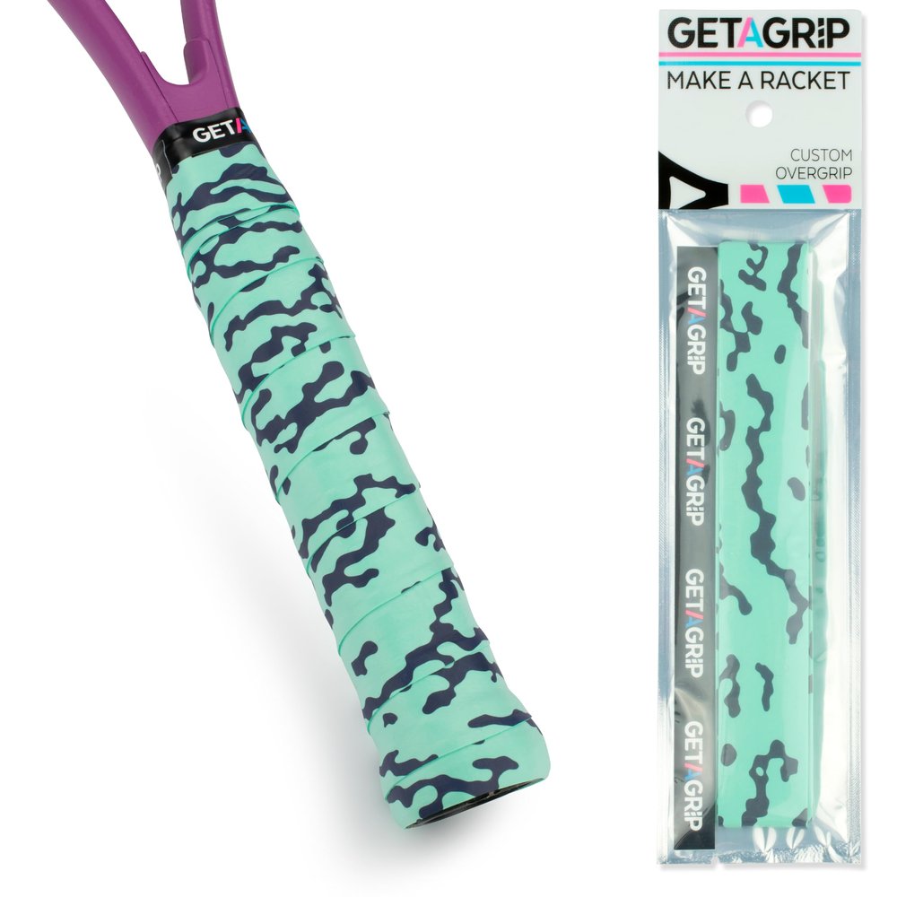 Get A Grip - Custom Tennis Racket Grip Tape - Anti-Slip/Quick-Drying Tennis Overgrips - Precut Badminton Racket Grip with Finishing Tape (Liquid Motion, 1 Grip)