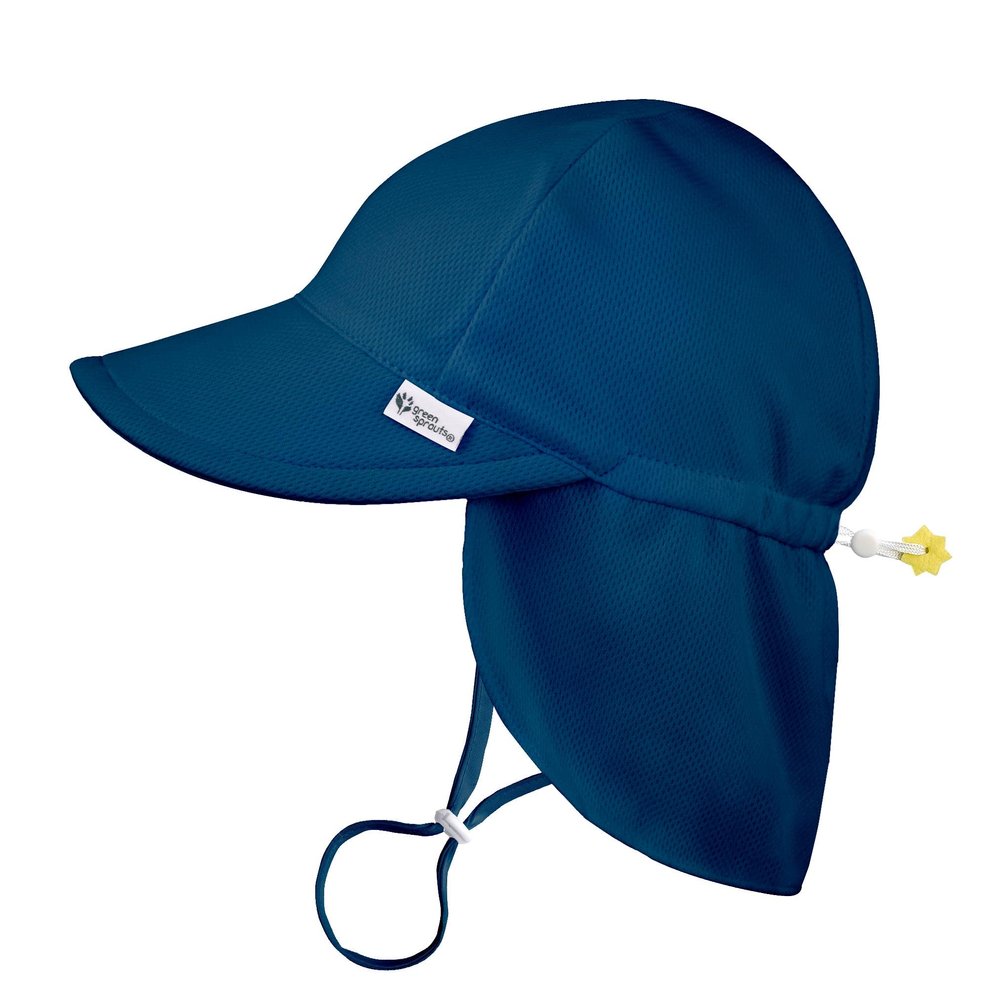 green sprouts i Play UPF 50+ Breathable Eco Flap Hat, Quick-Dry, Breakaway Safety Clasp, Standard 100 by Oeko-TEX Certified - Navy 9-18 mo