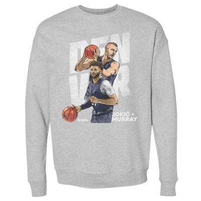 500 LEVEL Nikola Jokic Sweatshirt (Crew Sweatshirt, XX-Large, Heather Gray) - Nikola Jokic & Jamal Murray Denver Duo WHT