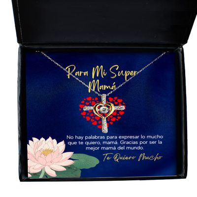 Regalo para Mama - No hay palabras para expresar lo Mucho que te Quiero Collar para Dia de la Madre con Cruz