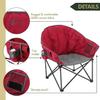ARROWHEAD OUTDOOR Oversized Heavy-Duty Club Folding Camping Chair with Pocket, Cup Holder, Portable, Padded, Moon, Round, Saucer, Supports 330lbs, Carrying Bag view 4