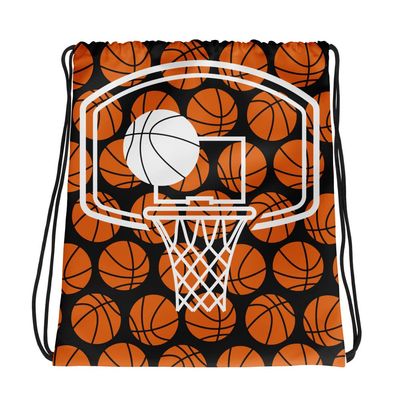 Basketball Hoop- Orange/White Drawstring bag
