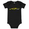 2022 2023 Sports Car C8 Outline Silhouette Accelerate Yellow Vette Baby Onesie, Infant Tee