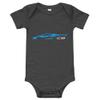 2022 2023 'Vette C8 Outline Silhouette Rapid Blue Vette Baby Onesie Short Sleeve one Piece view 1