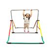 Iron Bar Gymnastics Bar for Kids, Height Adjustable Horizontal Kip Bar Home Junior Training Bar, Children Expandable Gymnastic Bar Jungle Gym Monkey Bars Folding Gymnastic Equipment Playground, Green view 4