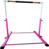Iron Bar Gymnastics Bar for Kids with 6x4 Tumble Mat Horizontal Kip Bar Folding, Adjustable Height 3 to 5 FT, Gymnastic Junior Training Bar, Heavy Duty Gymnasts Home Exercise Bar for Children, Pink view 4