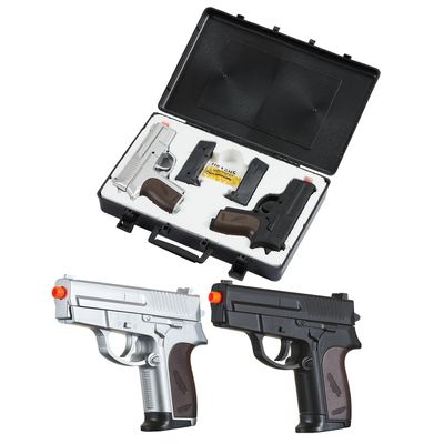 New James Bond Twin Spring Airsoft Dual Pistol Combo Pack Set Hand Gun w/Case 6mm BB 0.12g (Two Airsoft Pistol)