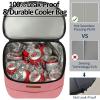 Camping Cooler Backpack 30 Cans, Soft Backpack Coolers Insulated Leak Proof Travel Cooler Bag Waterproof Lunch Picnic Beach Work Trip Thermal Drink Beverage Beer Bag Coral Red view 2