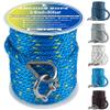 Premium Anchor Rope 50 ft x 3/8 inch, Solid Braid MFP Anchor Line, Marine Rope with Thimble & Shackle - Blue/Yellow view 1