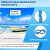 Premium Anchor Rope 50 ft x 3/8 inch, Solid Braid MFP Anchor Line, Marine Rope with Thimble & Shackle - Blue/Yellow view 2