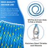 Premium Anchor Rope 50 ft x 3/8 inch, Solid Braid MFP Anchor Line, Marine Rope with Thimble & Shackle - Blue/Yellow view 3