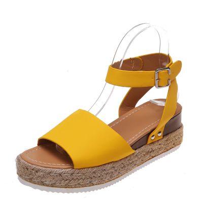 Ladmiple Women'S Sandals Dressy Topic Open Toe Buckle Ankle Strap Espadrilles Flatform Wedge Casual Sandal