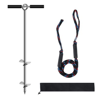 24" Sand Anchor,Chromium-Plated Steel Boat Screw Anchor with Removable Handle,Boat Sand Anchor with Bungee Dock Line,Shallow Water Anchor for Jet Ski,PWC,Pontoon,Kayak,Canoe