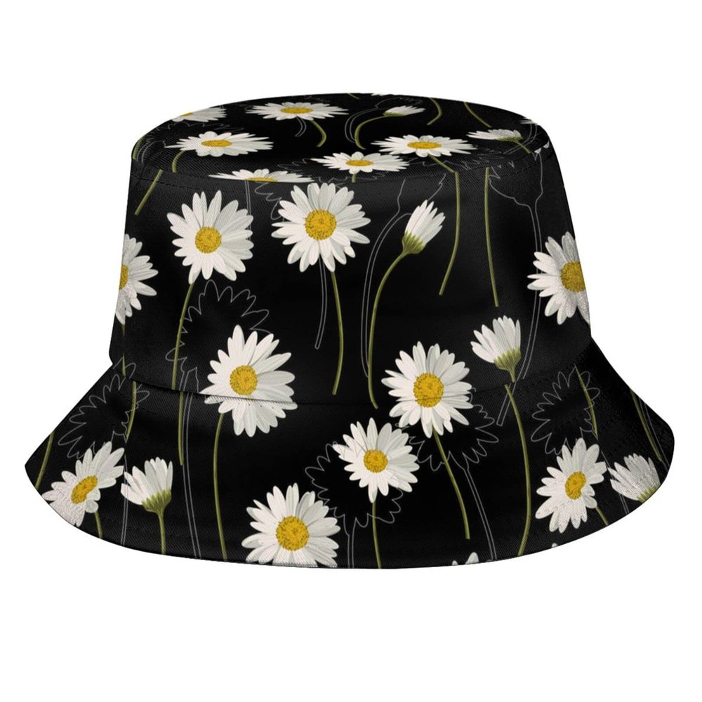 Unisex Daisy Flower Bucket Hat Beach Sun Hat Aesthetic Fishing Hat for Men Women Teens