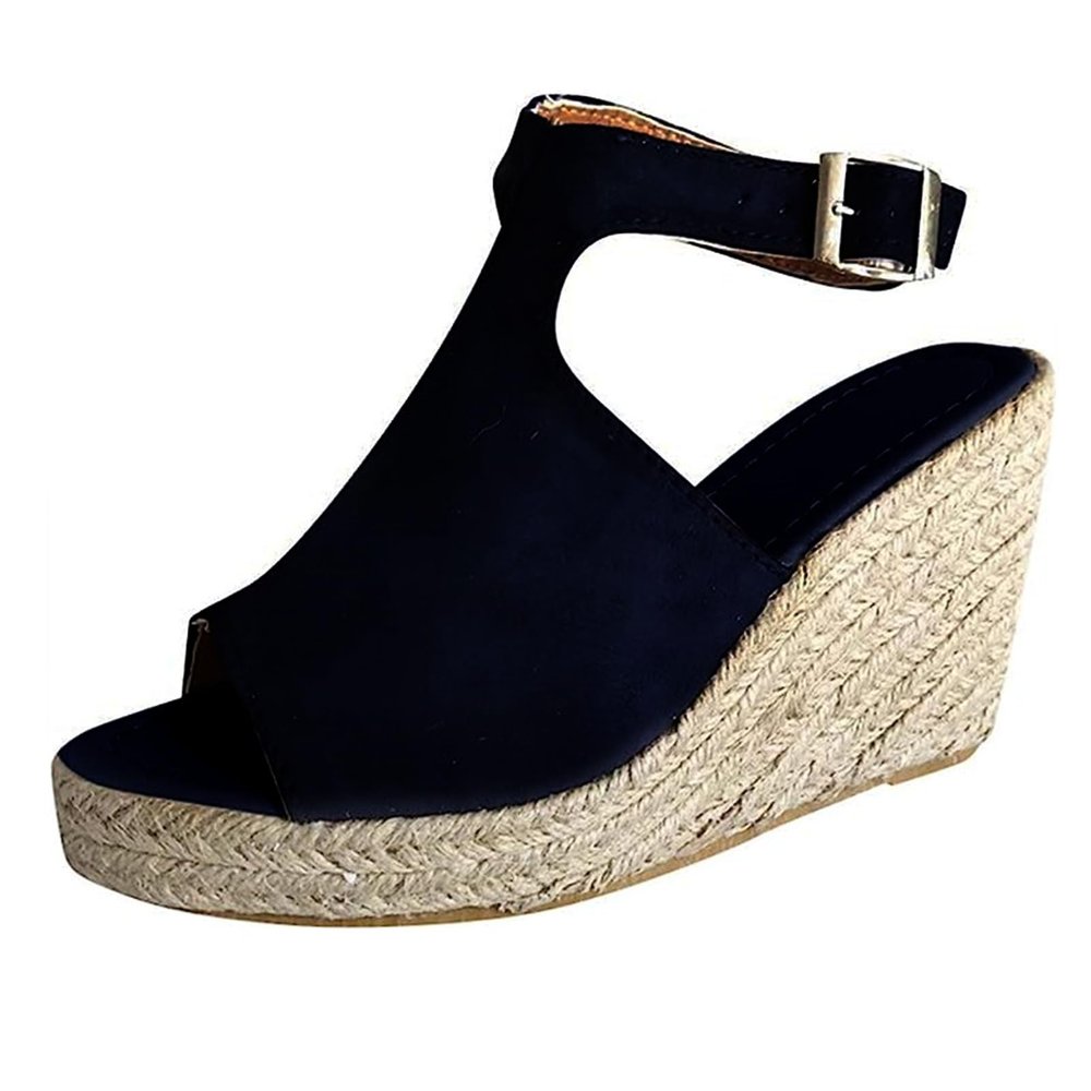 Ladmiple Platform Sandals Heels Womens Espadrilles Sandals Flats,Women's Platform Sandals Espadrille Wedge Summer Ankle Strap Studded Open Toe Sandal
