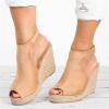 Ladmiple Black Wedges For Women Booties Topic Open Toe Buckle Ankle Strap Espadrilles Flatform Wedge Casual Sandal view 2