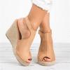 Ladmiple Black Wedges For Women Booties Topic Open Toe Buckle Ankle Strap Espadrilles Flatform Wedge Casual Sandal view 3