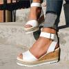 Ladmiple Platform Sandals White Women's Closed Toe Espadrilles Wedges Tie Up Wedge Sandals Women's Elastic Ankle Strap Espadrilles Wedge Sandals view 2