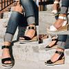 Ladmiple Platform Sandals White Women's Closed Toe Espadrilles Wedges Tie Up Wedge Sandals Women's Elastic Ankle Strap Espadrilles Wedge Sandals view 4