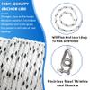 Premium Anchor Rope 100 ft x 3/8 inch, Solid Braid MFP Boat Anchor Rope with Thimble & Shackle - White/Black view 3