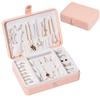 ArtsPavilion Small Jewelry Organizer Box, Travel Jewelry Case for Women Teen Girls, Portable Jewellery Storage Boxes Holder for Necklaces Rings Bracelets pink