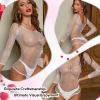 POZCMJM Lingerie for Women Teddy Babydoll Crotchless Women's Plus Size Stockings Fishnet See Through White Lingerie view 4
