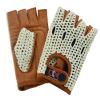 BTR BORN TO RACE Men's Chauffeur Half Finger Padded Gloves Bus Driving Motorbike Cycling Gym Training Wheelchair Gloves Cotton Crochet Back (White/Brown, M) view 1