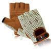 BTR BORN TO RACE Men's Chauffeur Half Finger Padded Gloves Bus Driving Motorbike Cycling Gym Training Wheelchair Gloves Cotton Crochet Back (White/Brown, M) view 2