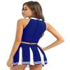 iiniim Women's Schoolgirls Cheer Leader Costume Fancy Dress Cheerleading Outfits Top with Pleated Mini Skirt Blue A Small view 3